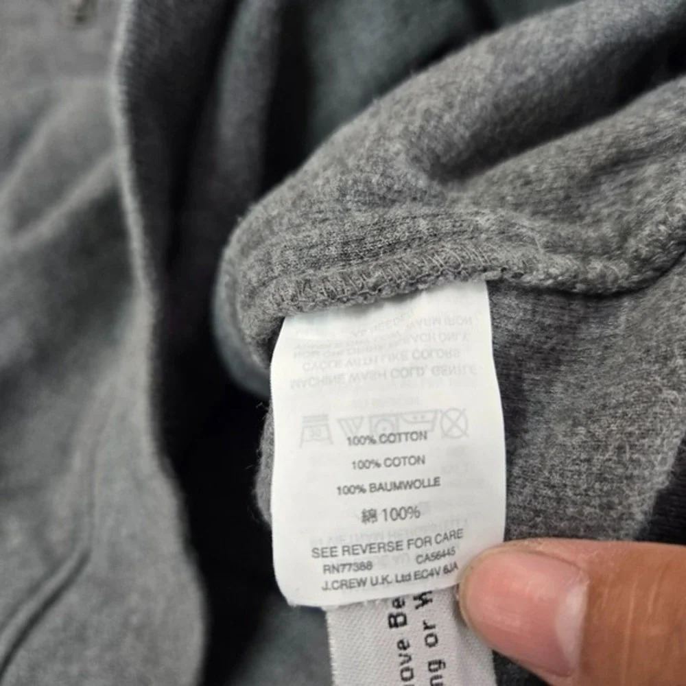 VINTAGE J Crew Men‎ Sweatshirt XL Gray Fleece Pockets 1/4 Zip Long Sleeve Y2K